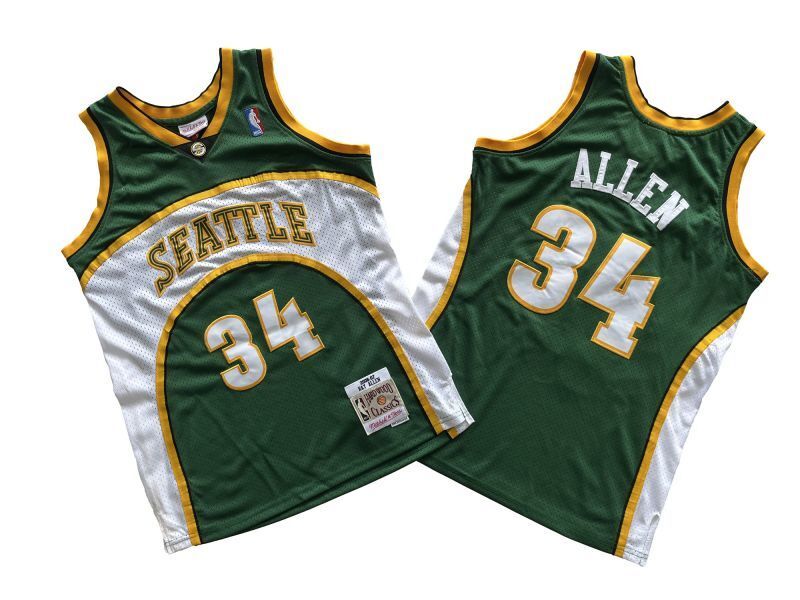 Seattle SuperSonics #34 Ray Allen Supersonics 34 # Green 06-07 Season Mitchell Retro Jersey --. Allen _[1] basketball jersey product view 1