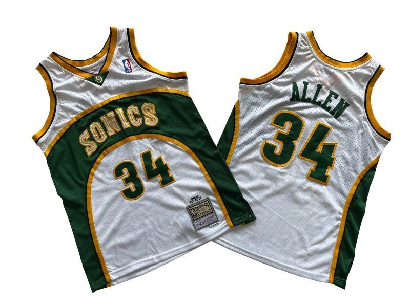 Seattle SuperSonics #34 Ray Allen Supersonics 34 # White 06-07 Season Mitchell Retro Jersey --. Allen _[1] basketball jersey product view 1