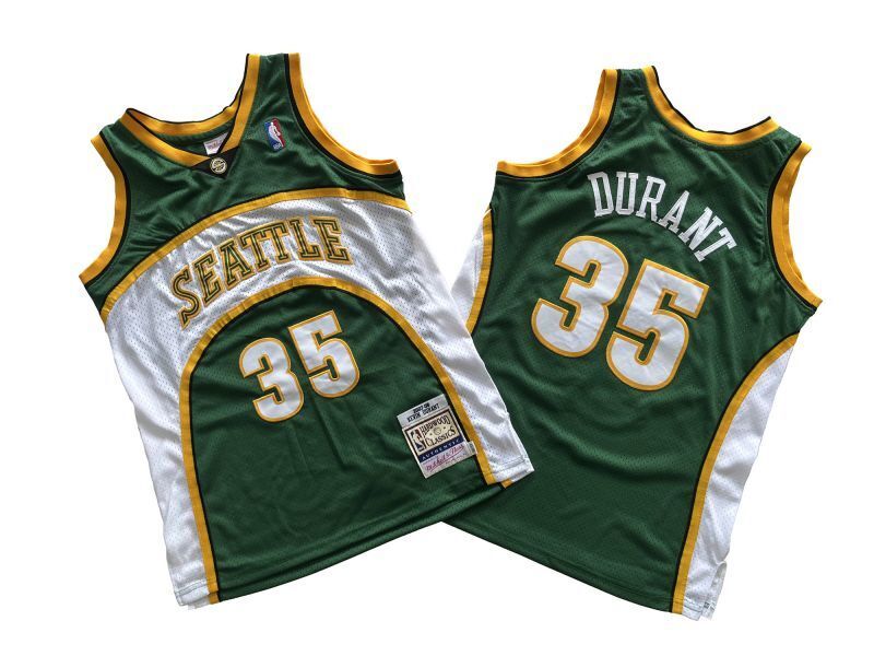 Seattle SuperSonics #35 Kevin Durant Supersonics 35 # Green 07-08 Season Mitchell Retro Jersey -- Kevin . Durant basketball jersey product view 1