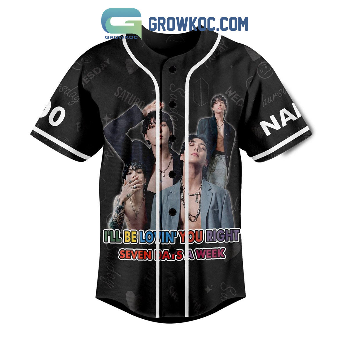 Seven By Jung Kook I’ll Be Lovin’ You Right Seven Days A Week Personalized Baseball Jersey baseball jersey product view 2