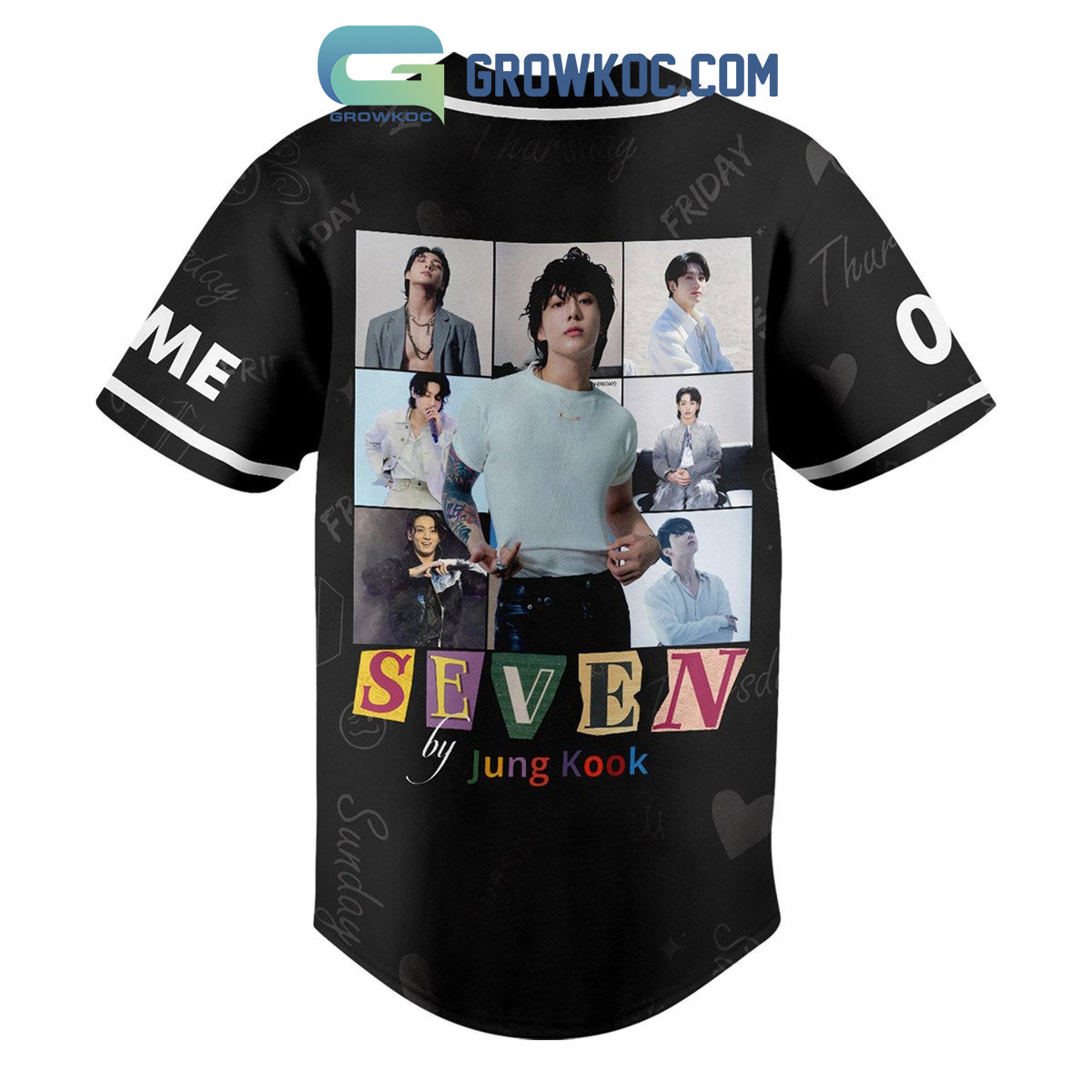Seven By Jung Kook I’ll Be Lovin’ You Right Seven Days A Week Personalized Baseball Jersey baseball jersey product view 3