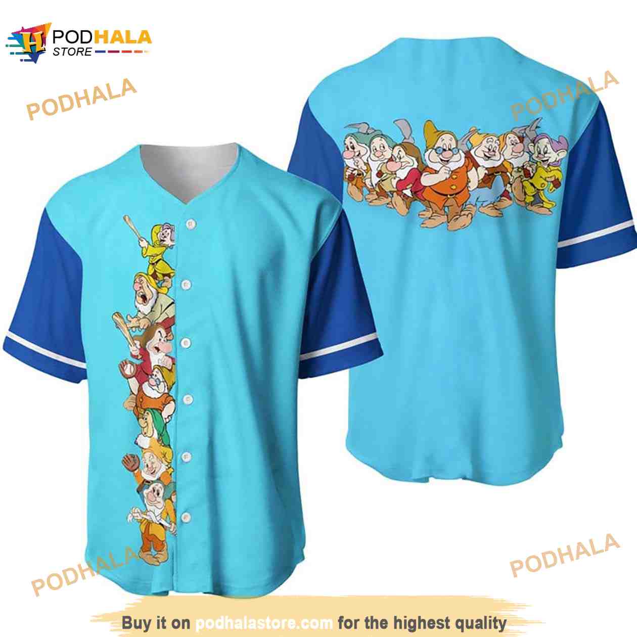 Seven Dwarfs Snow White 3D Baseball Jersey baseball jersey product view 1
