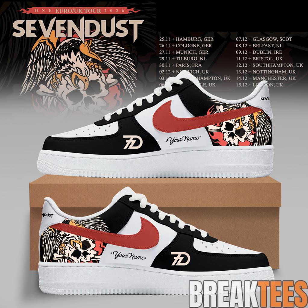 Sevendust 2026 Europe UK Tour Limited AF1 Shoes Unisex T-shirt, Sweatshirt, Hoodie, Long Sleeve Tee - T-Shirt, Sweatshirt, Hoodie
