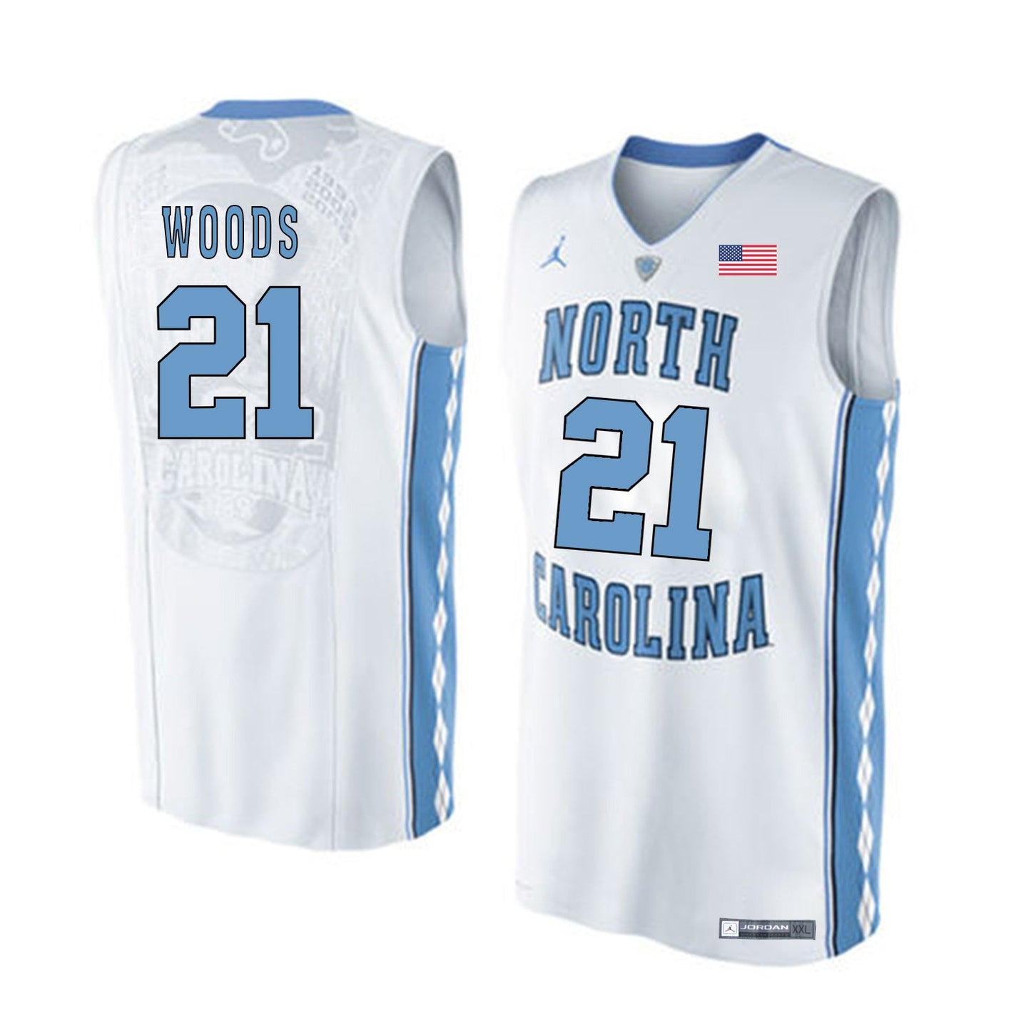 Seventh Woods 21 White College Football Jersey football jersey product view 1