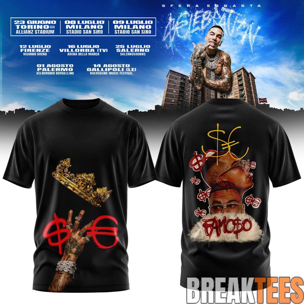 Sfera Ebbasta CELEBRATION Tour 2026 Special Tee Unisex T-shirt, Sweatshirt, Hoodie, Long Sleeve Tee - T-Shirt, Sweatshirt, Hoodie