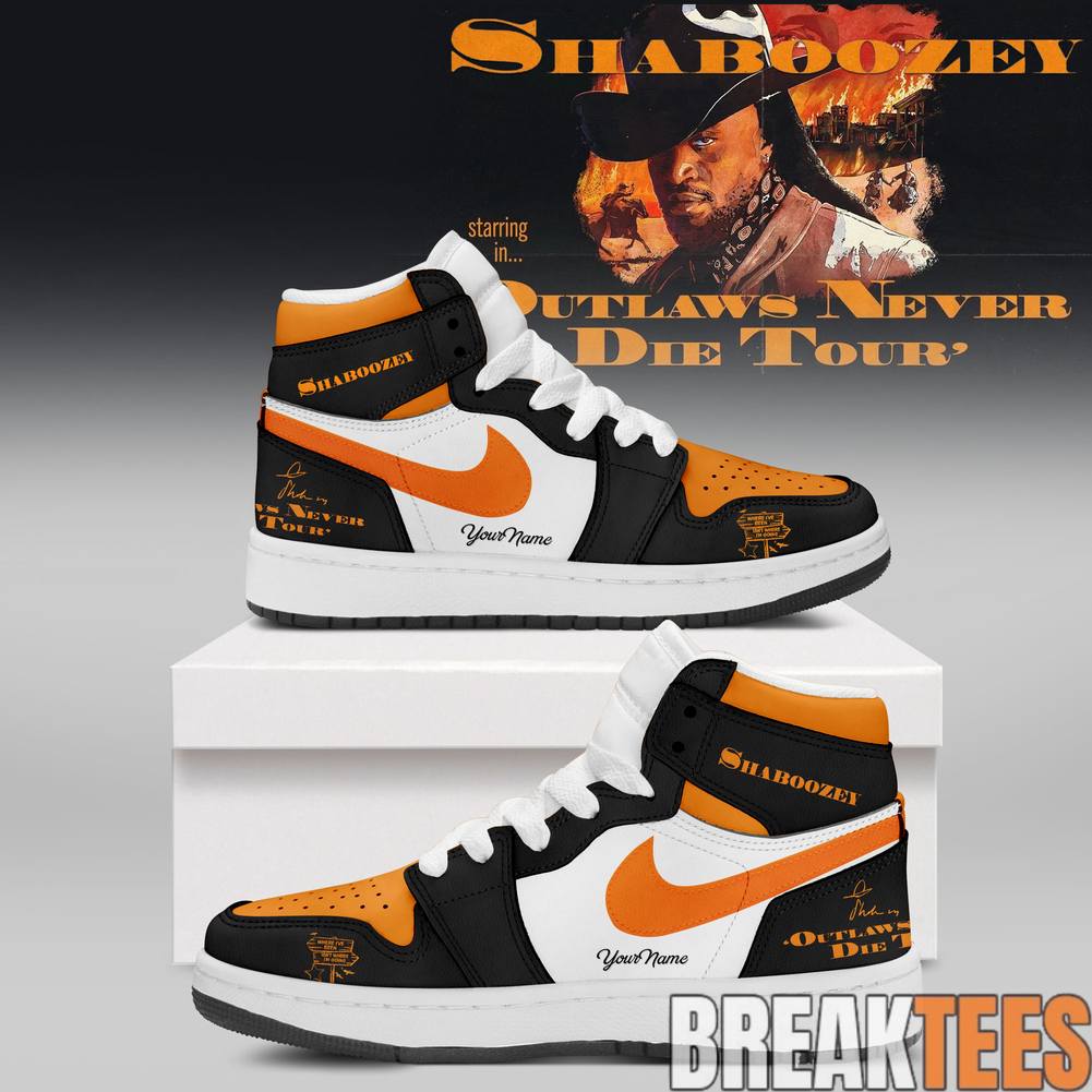 Shaboozey The Outlaws Never Die Tour 2026 Custom AJ1 Shoes Unisex T-shirt, Sweatshirt, Hoodie, Long Sleeve Tee - T-Shirt, Sweatshirt, Hoodie