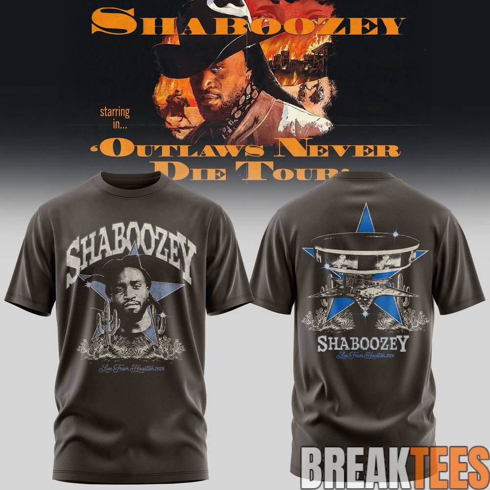 Shaboozey The Outlaws Never Die Tour 2026 Tee Unisex T-shirt, Sweatshirt, Hoodie, Long Sleeve Tee - T-Shirt, Sweatshirt, Hoodie