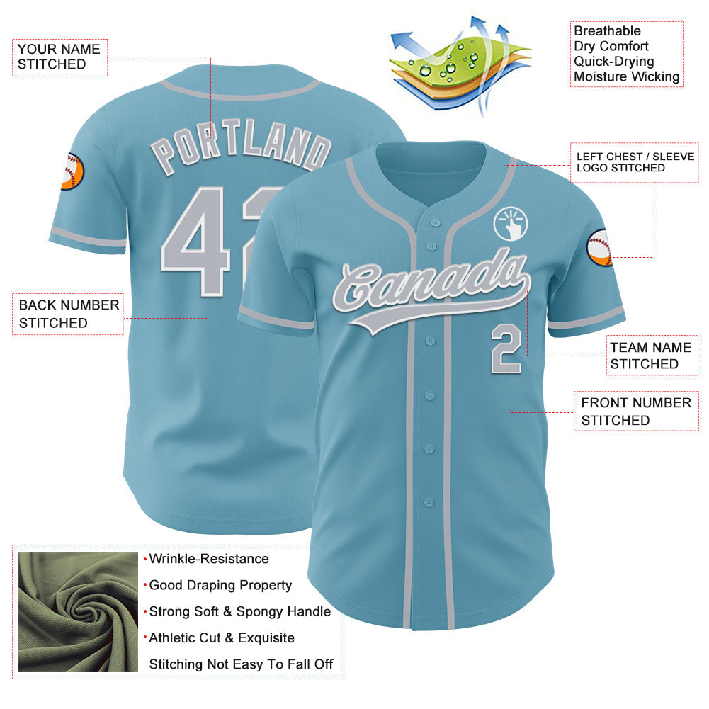 Custom Shadow Blue Gray-White Authentic Baseball Jersey baseball jersey product view 3