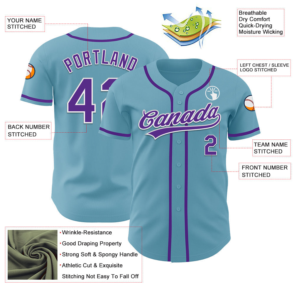 Custom Shadow Blue Purple-White Authentic Baseball Jersey baseball jersey product view 3