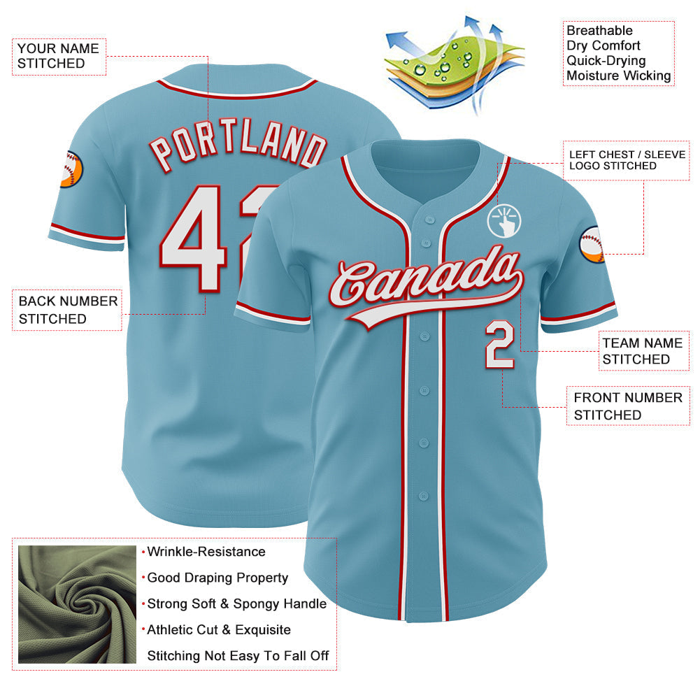 Custom Shadow Blue White-Red Authentic Baseball Jersey baseball jersey product view 3