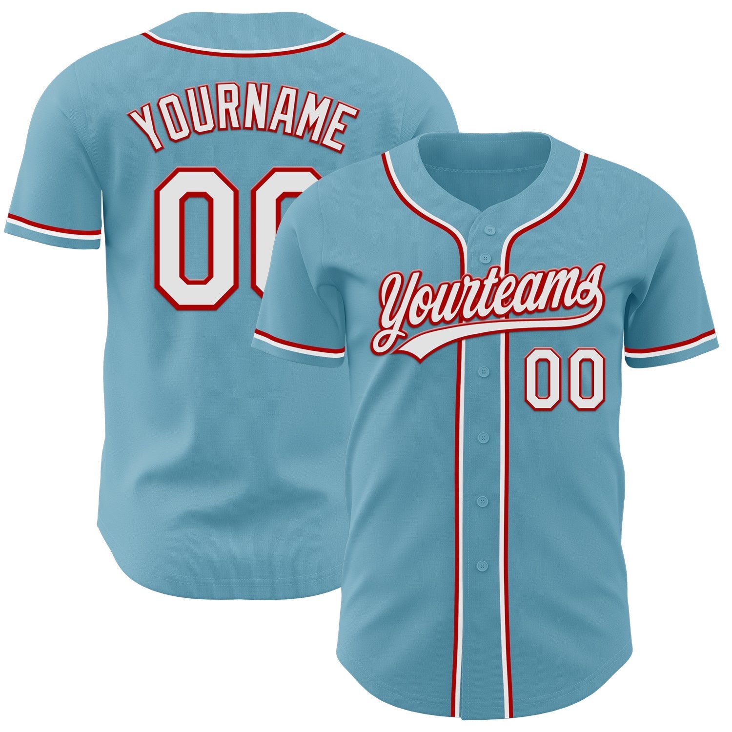 Custom Shadow Blue White-Red Authentic Baseball Jersey baseball jersey product view 1