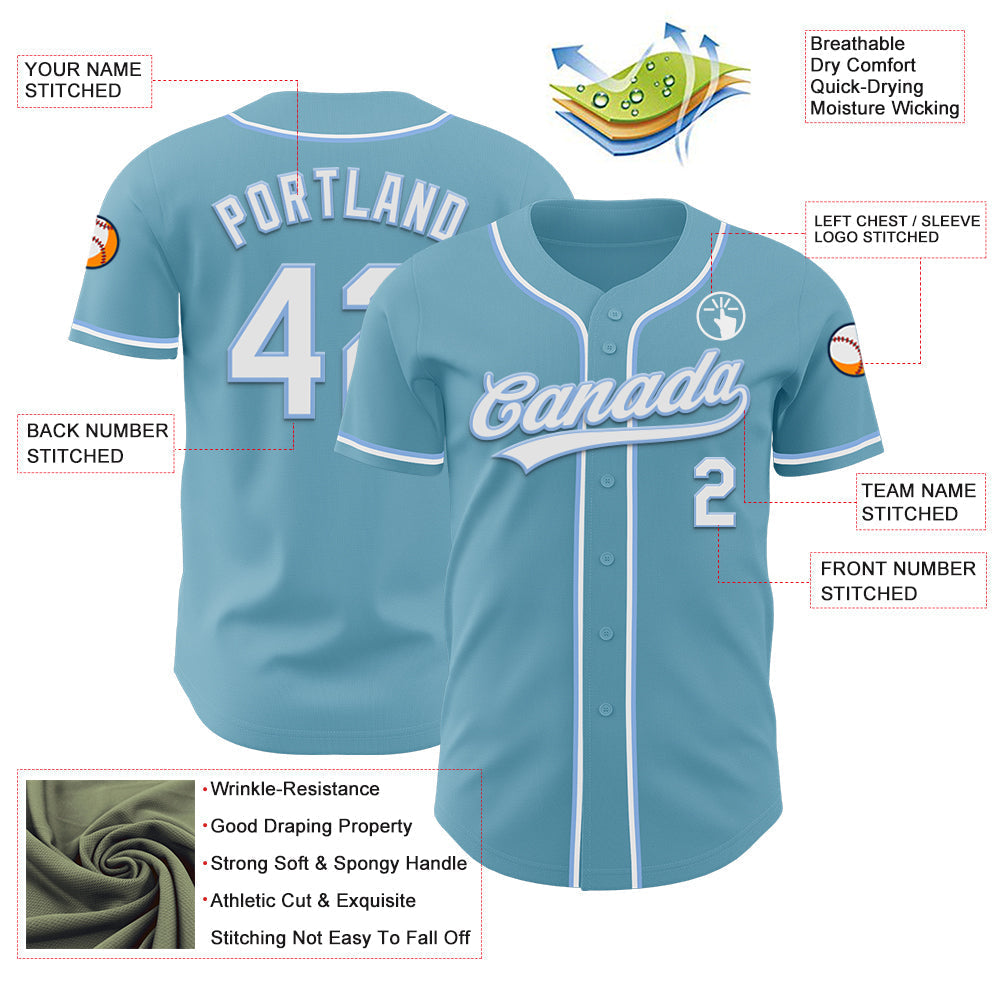 Custom Shadow Blue White-Light Blue Authentic Baseball Jersey baseball jersey product view 3