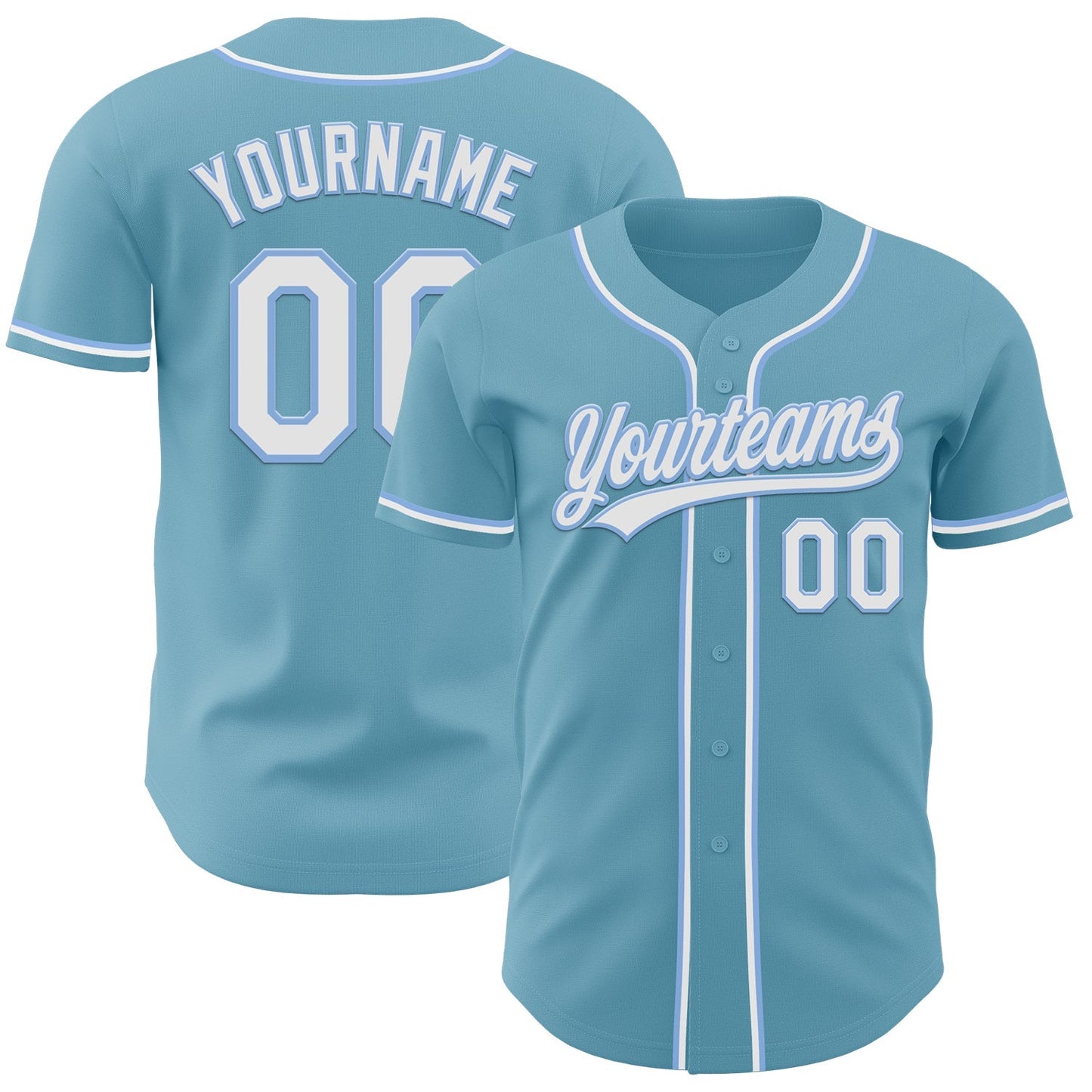 Custom Shadow Blue White-Light Blue Authentic Baseball Jersey baseball jersey product view 1
