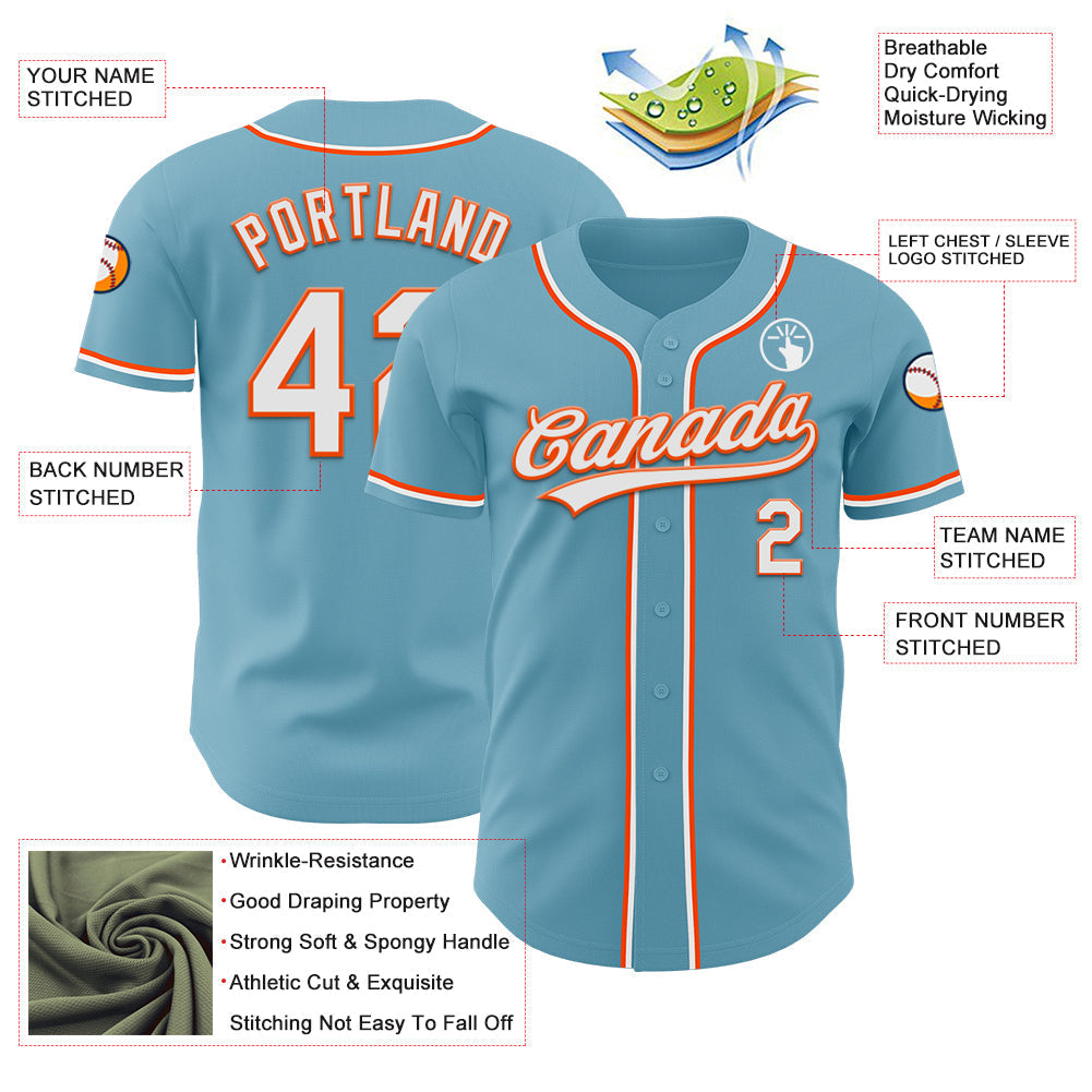 Custom Shadow Blue White-Orange Authentic Baseball Jersey baseball jersey product view 3