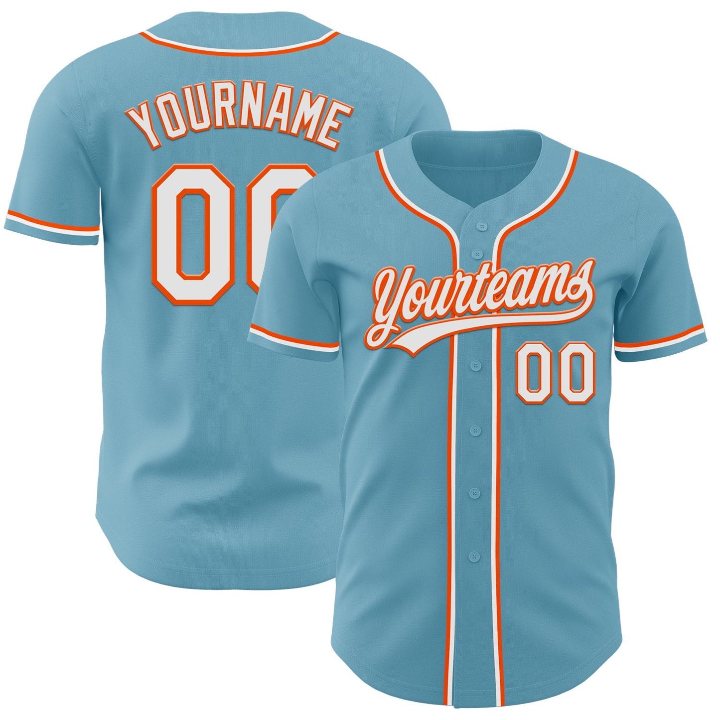 Custom Shadow Blue White-Orange Authentic Baseball Jersey baseball jersey product view 1