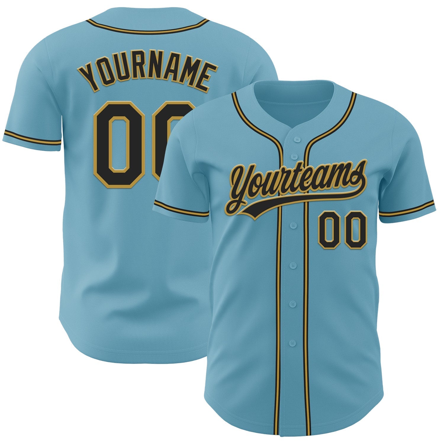 Custom Shadow Blue Black-Old Gold Authentic Baseball Jersey baseball jersey product view 1