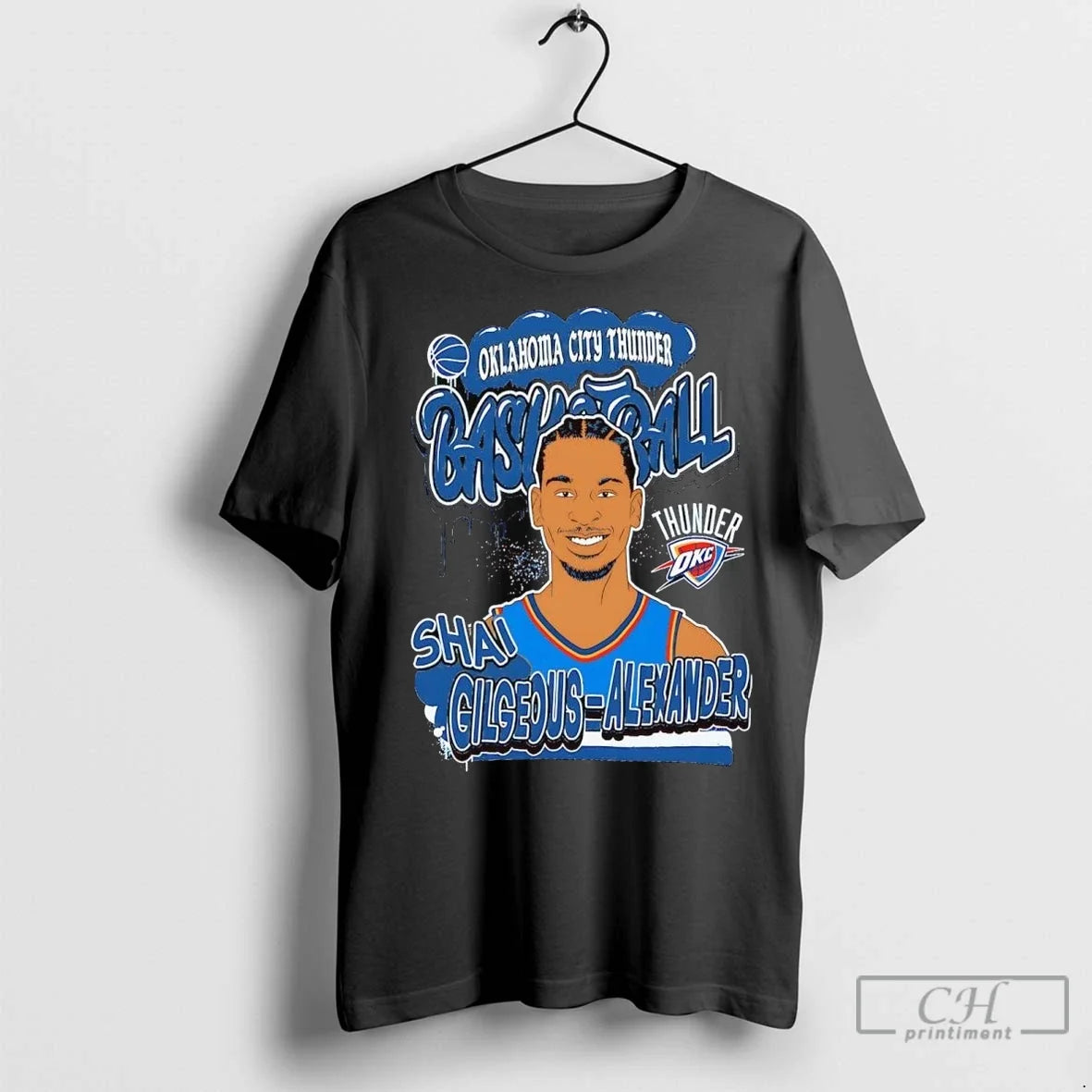 Shai Gilgeous Alexander Portrait Caricature Oklahoma City Thunder T Shirts Unisex T-shirt, Sweatshirt, Hoodie, Long Sleeve Tee - T-Shirt, Sweatshirt, Hoodie