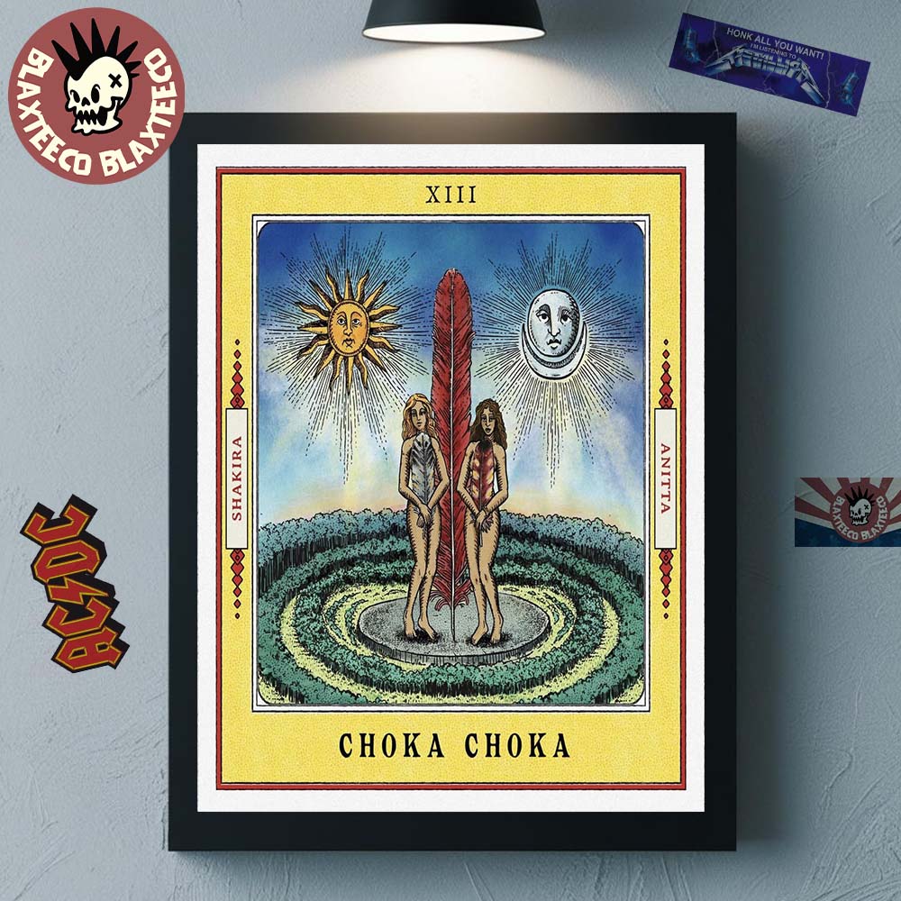 Shakira X Anitta Choka Choka Collab Tarot Card Style Art Home Decor Poster Canvas Unisex T-shirt, Sweatshirt, Hoodie, Long Sleeve Tee - T-Shirt, Sweatshirt, Hoodie