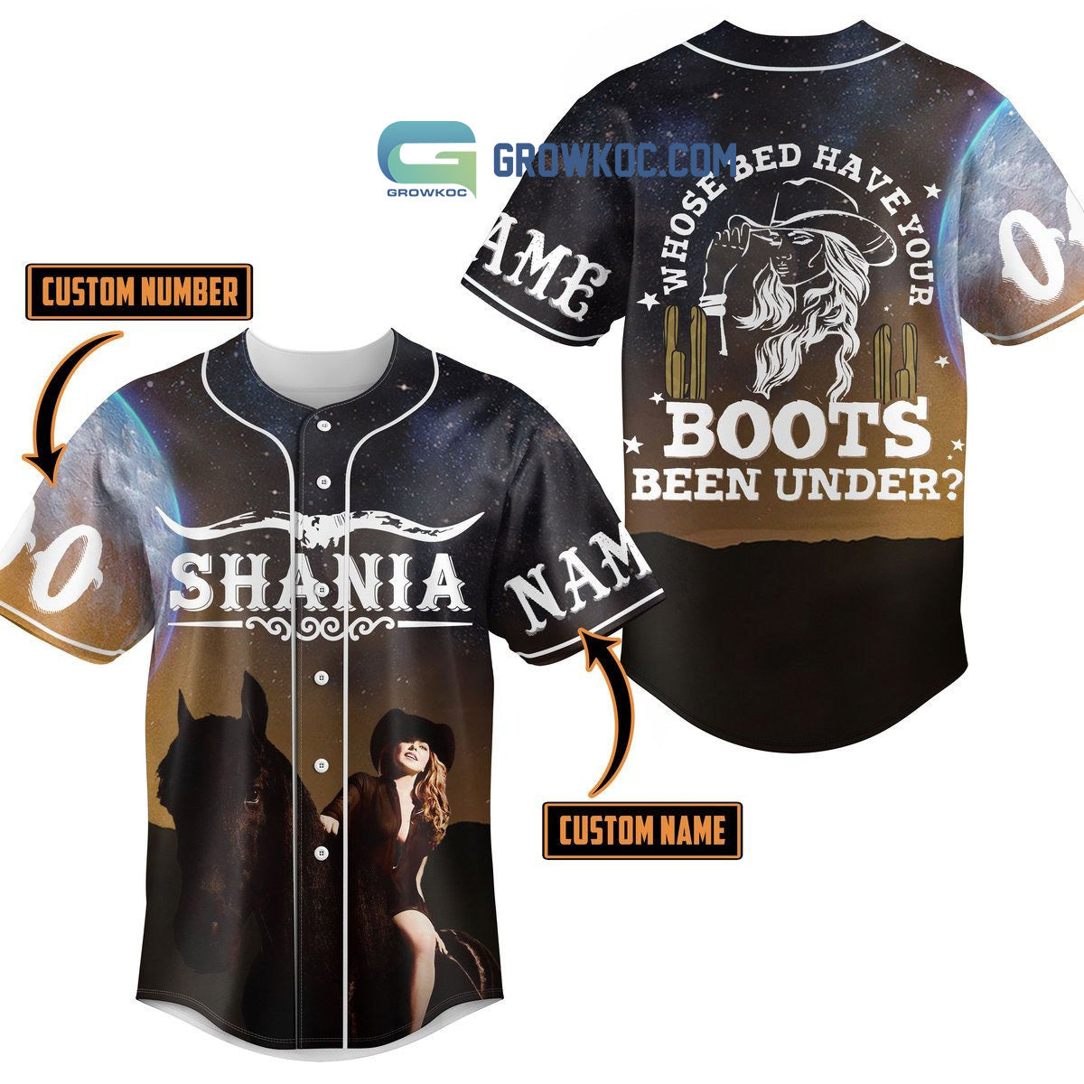 Shania Whose Bed Jave Your Boots Been Under Personalized Baseball Jersey baseball jersey product view 1