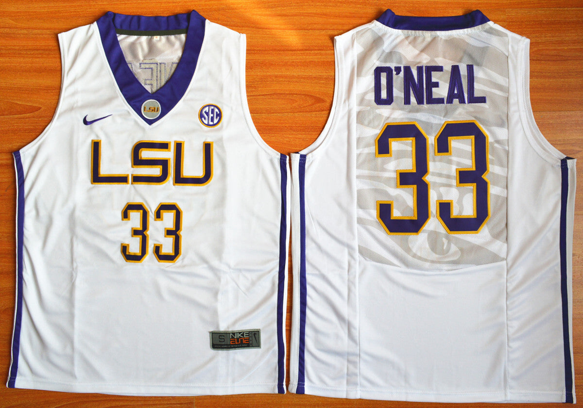 Shaquille O'Neal 33 White College Football Jersey football jersey product view 1