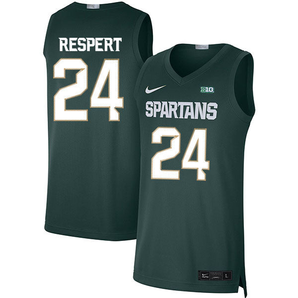 Shawn Respert 24 Green College Football Jersey football jersey product view 1