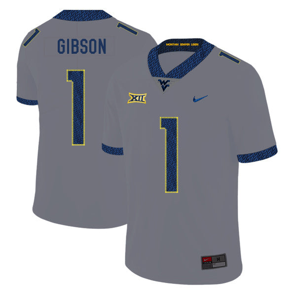 Shelton Gibson 1 Gray College Football Jersey football jersey product view 1