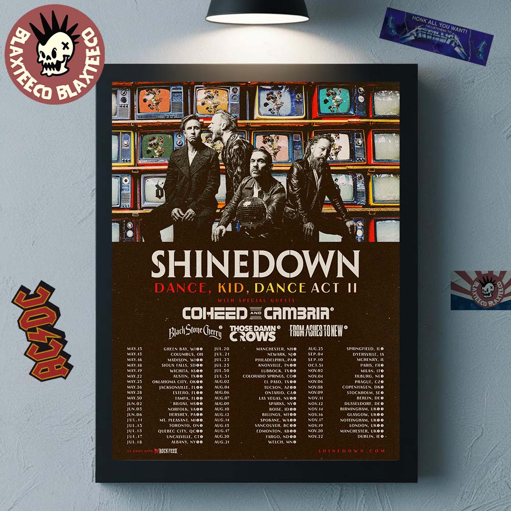 Shinedown Dance Kid Dance Act II 2026 World Tour All Across The US And UK Schedule Dates Decor Poster Canvas - T-Shirt, Sweatshirt, Hoodie