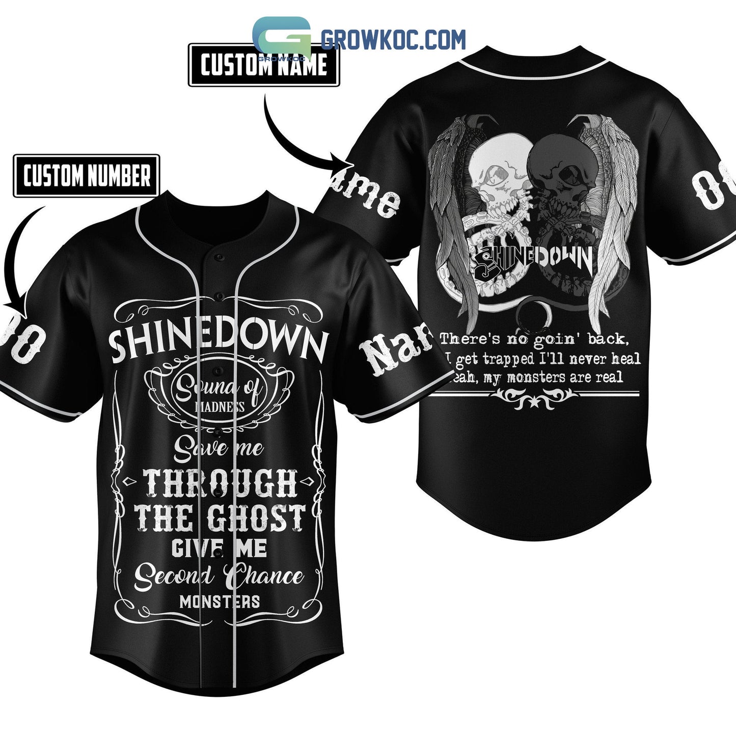 Shinedown The Ghost Give Me Second Chance Monsters Personalized Baseball Jersey baseball jersey product view 1