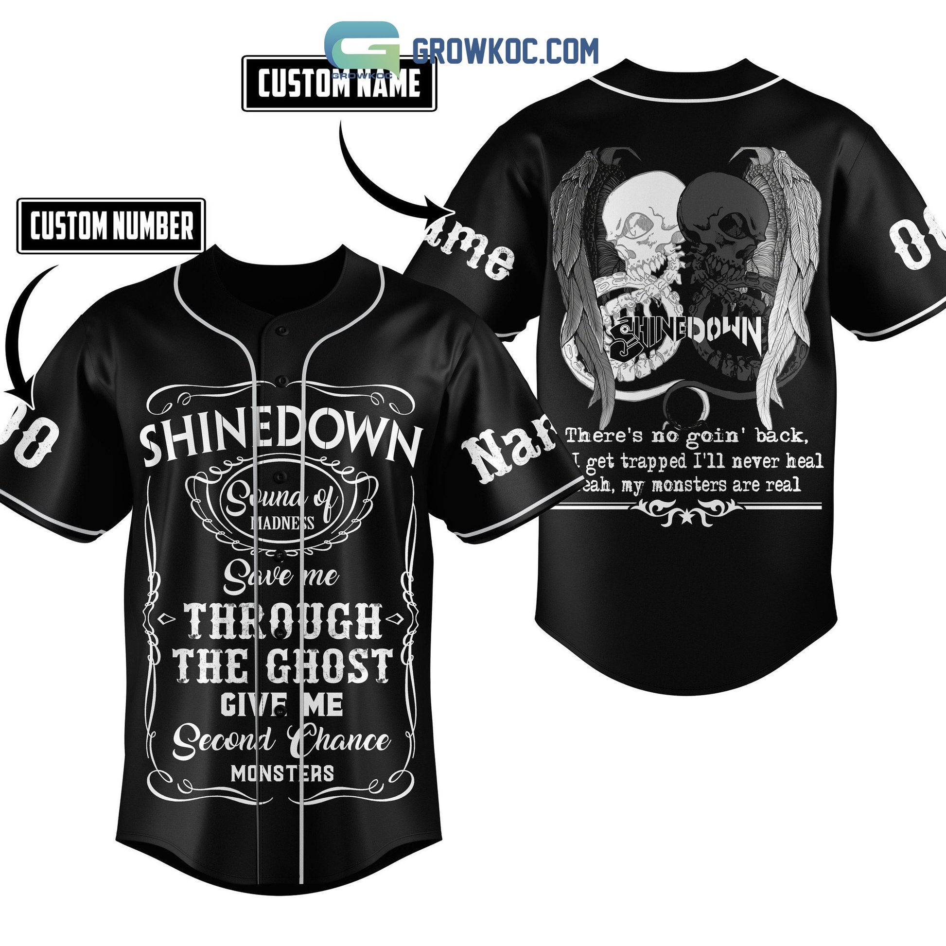 Shinedown The Ghost Give Me Second Chance Monsters Personalized Baseball Jersey baseball jersey product view 1