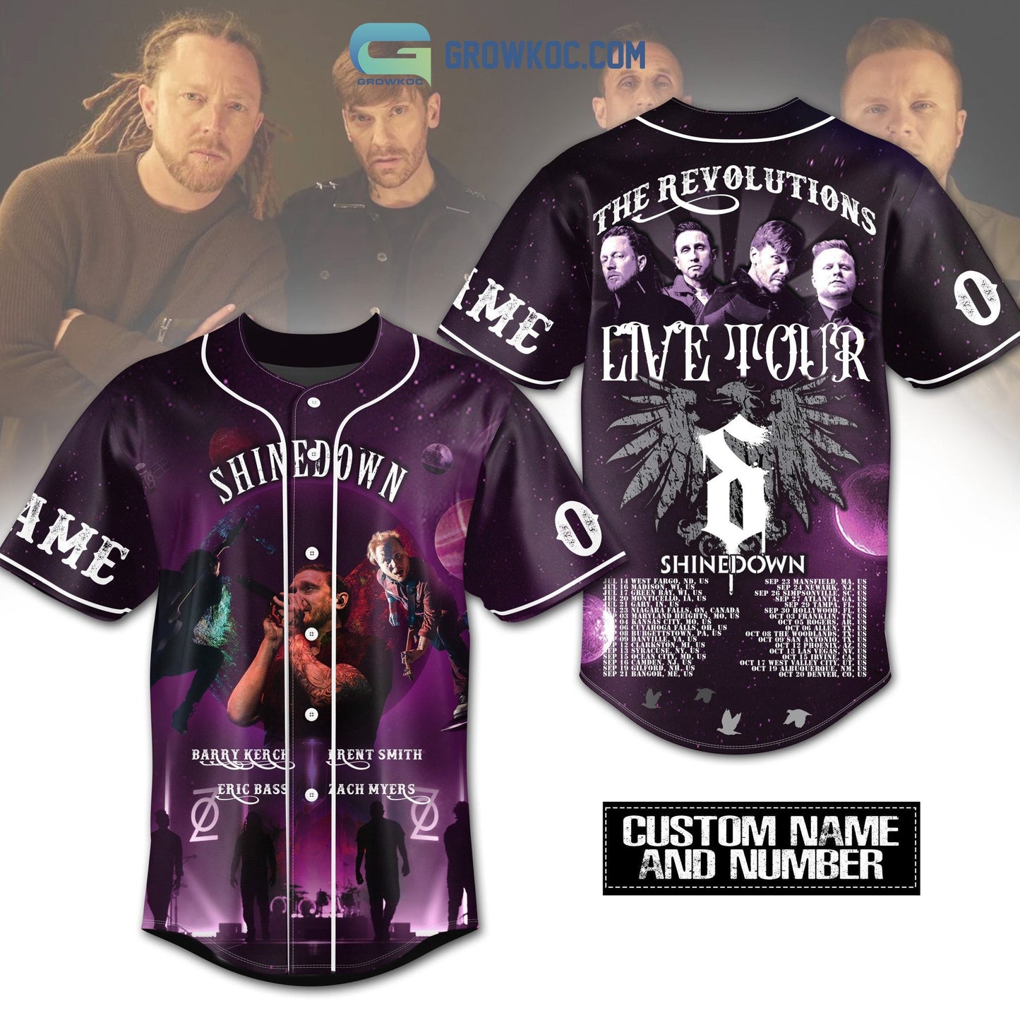 Shinedown The Revolutions Live Tour Personalized Baseball Jersey baseball jersey product view 1
