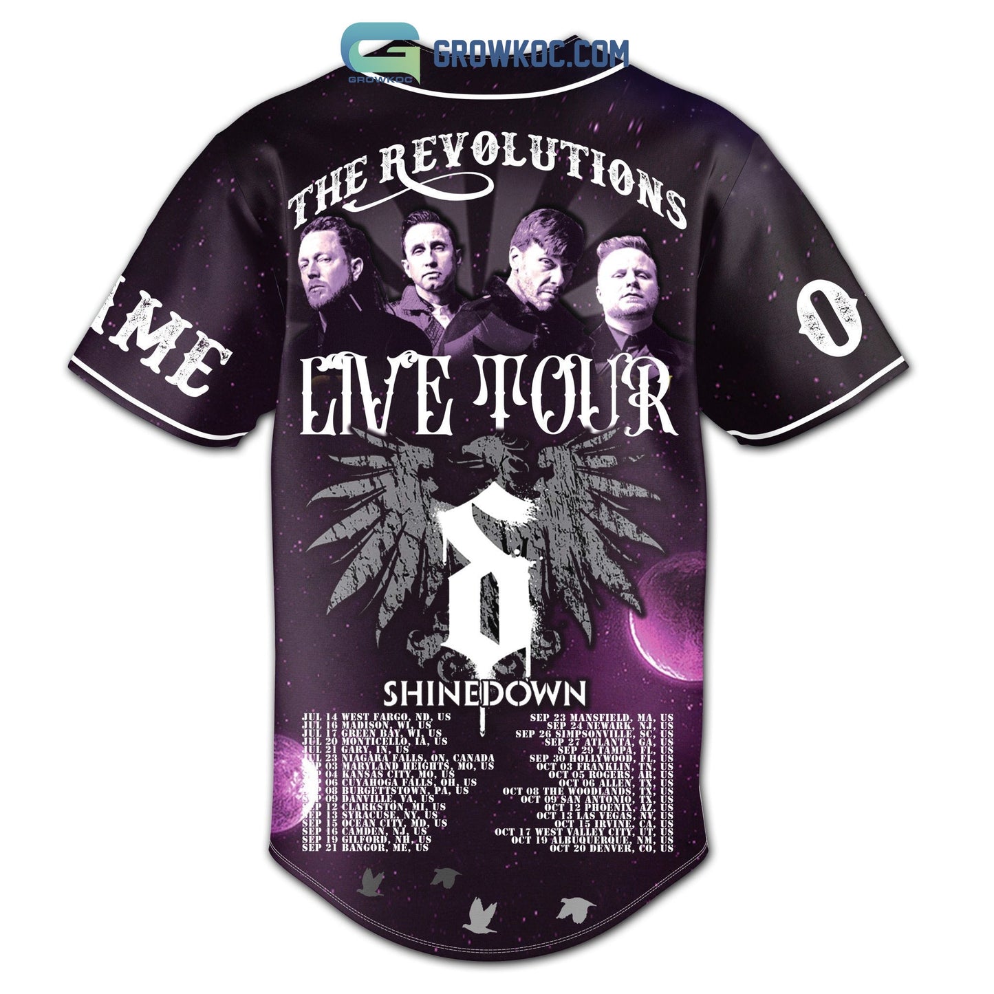 Shinedown The Revolutions Live Tour Personalized Baseball Jersey baseball jersey product view 3