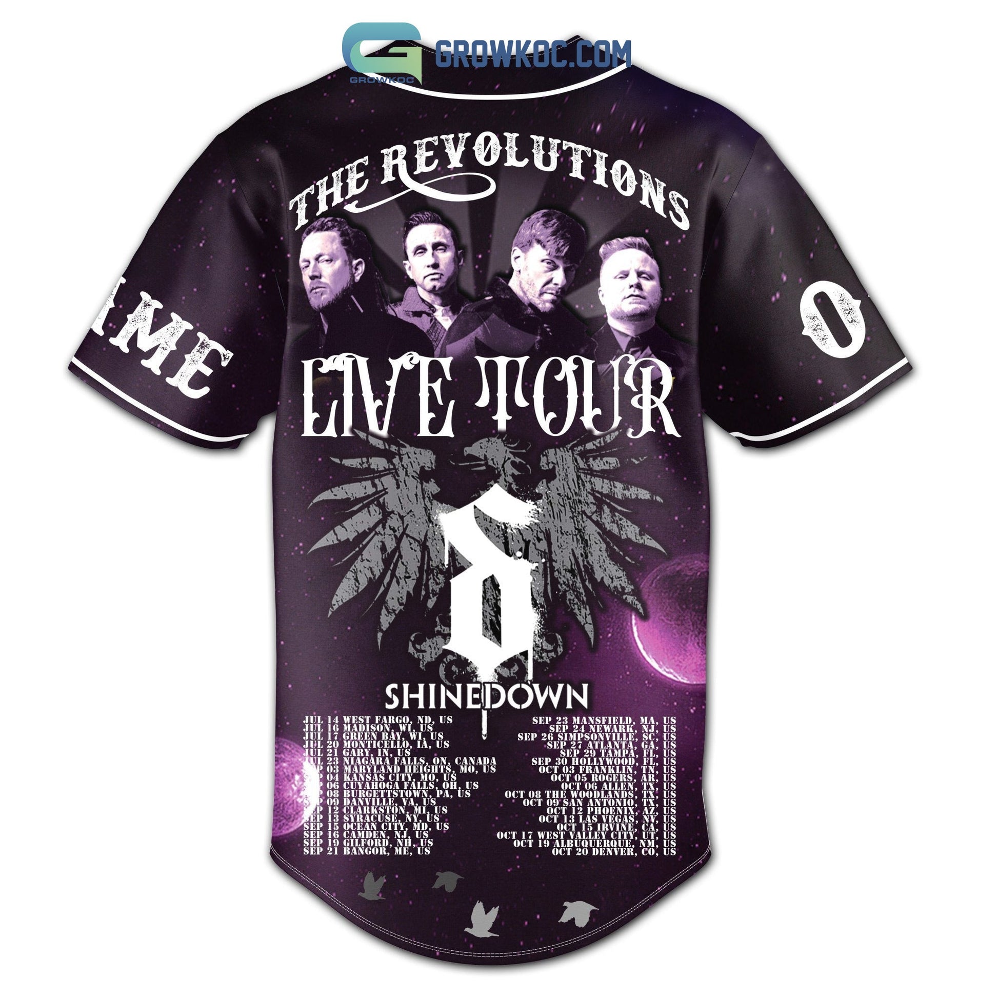 Shinedown The Revolutions Live Tour Personalized Baseball Jersey baseball jersey product view 3