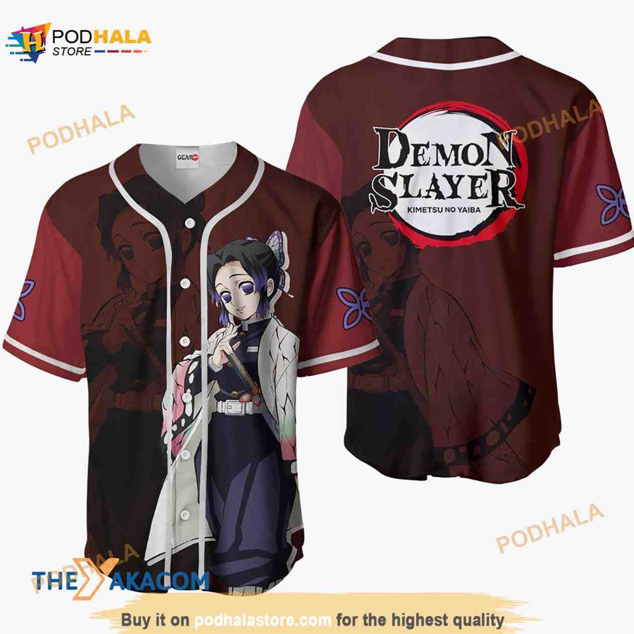 Shinobu Kocho Kimetsu Anime 3D Baseball Jersey Shirt baseball jersey product view 1
