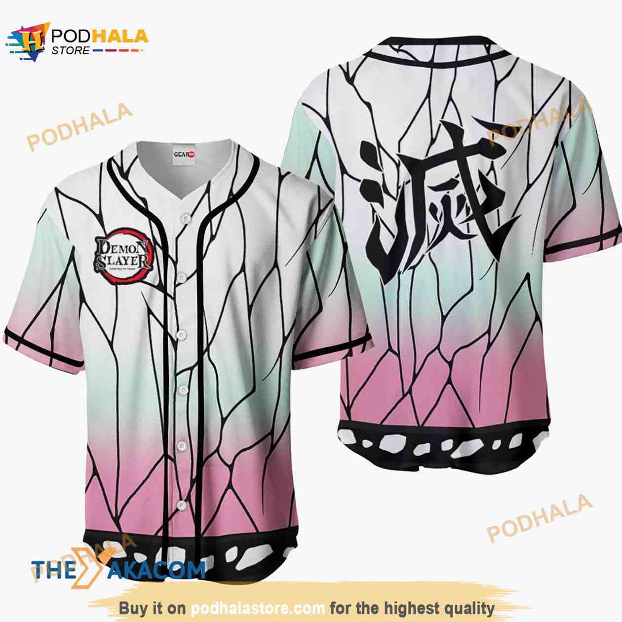 Shinobu Kocho Kimetsu Anime Costume 3D Baseball Jersey Shirt baseball jersey product view 1