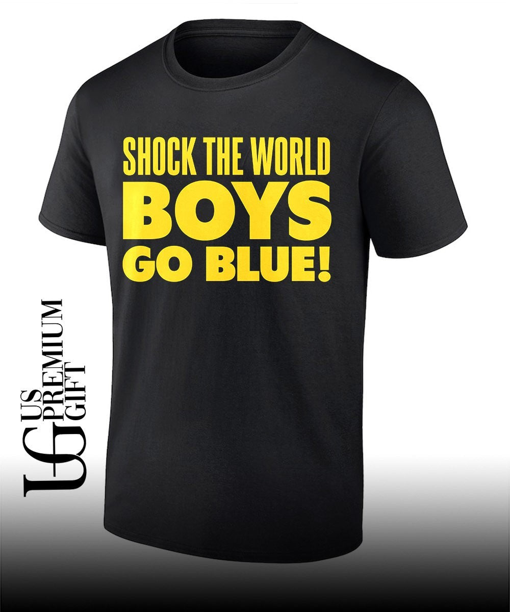 Shock The World Boys Go Blue Michigan Wolverines basketball shirt Unisex T-shirt, Sweatshirt, Hoodie, Long Sleeve Tee - T-Shirt, Sweatshirt, Hoodie