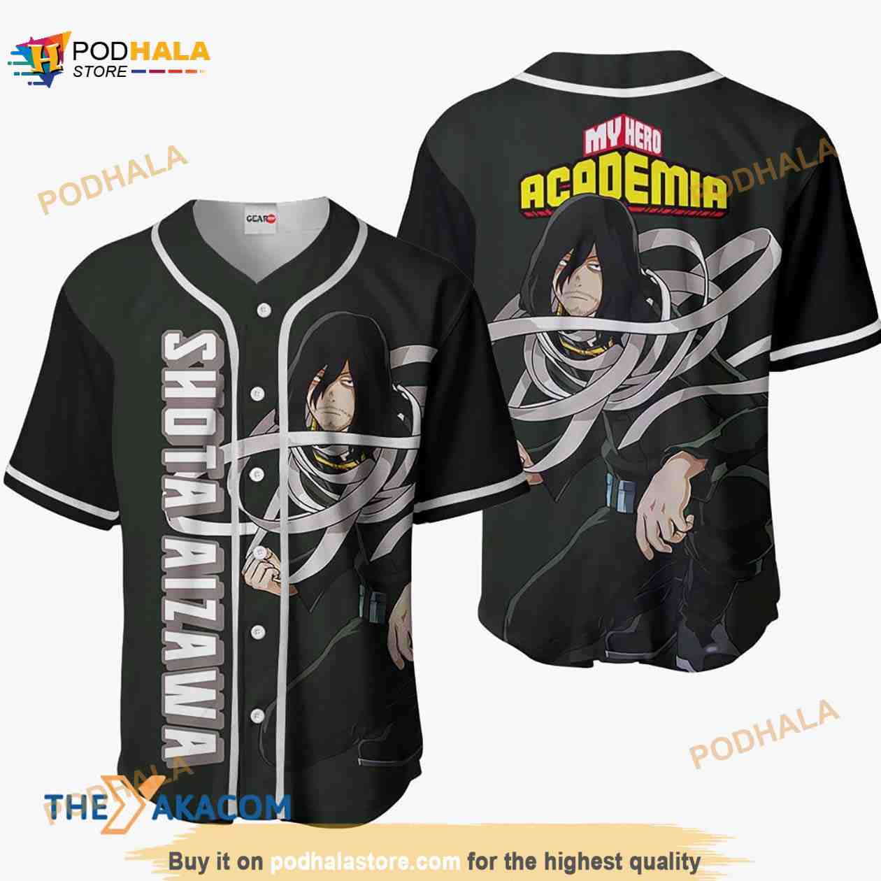 Shota Aizawa My Hero Academia Anime 3D Baseball Jersey Shirt baseball jersey product view 1