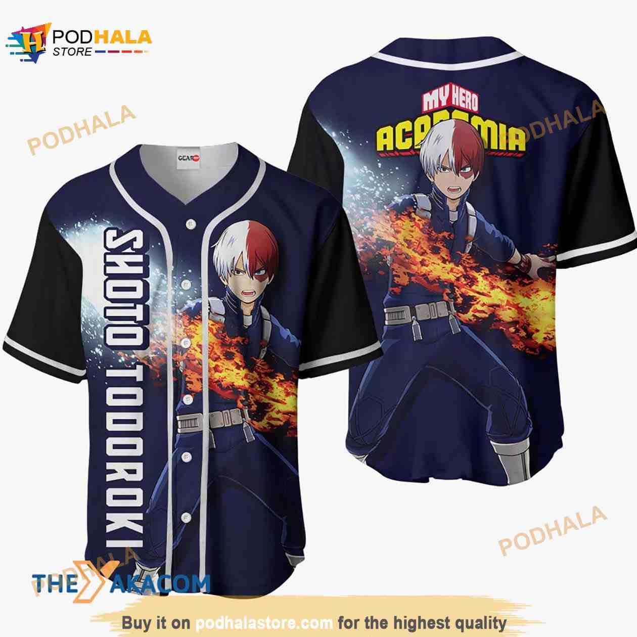 Shoto Todoroki My Hero Academia Anime 3D Baseball Jersey Shirt baseball jersey product view 1