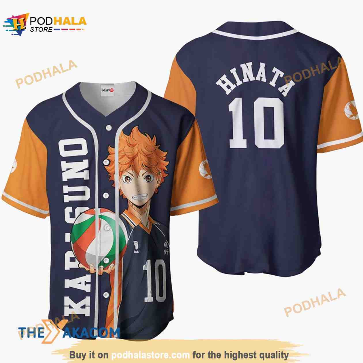 Shoyo Hinata Haikyuu Anime 3D Baseball Jersey Shirt baseball jersey product view 1