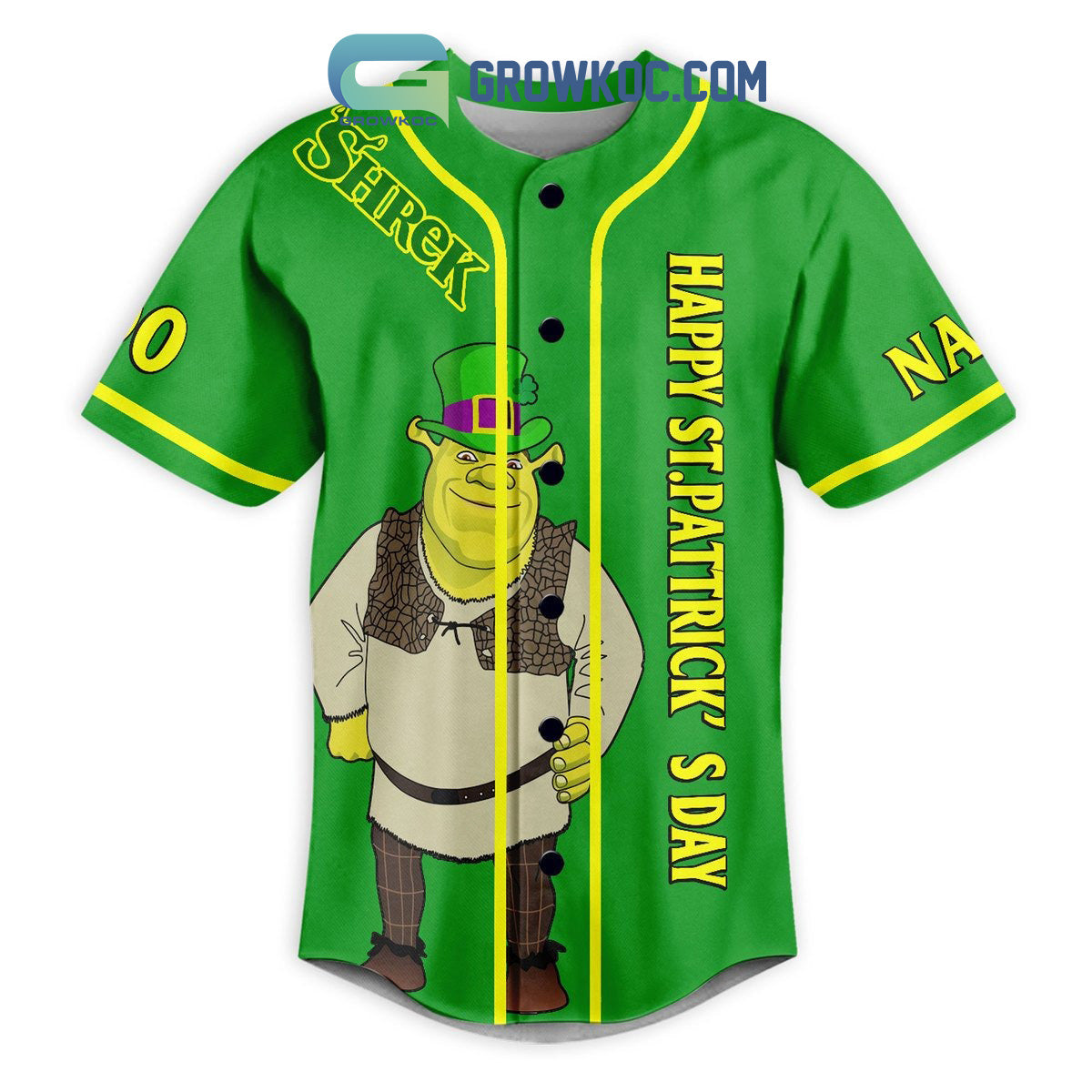 Shrek St. Patrick’s Day Fan Personalized Baseball Jersey baseball jersey product view 2
