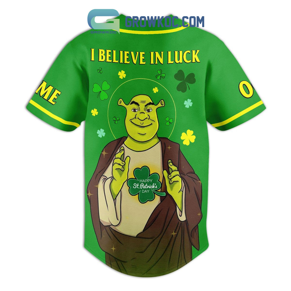 Shrek St. Patrick’s Day Fan Personalized Baseball Jersey baseball jersey product view 3