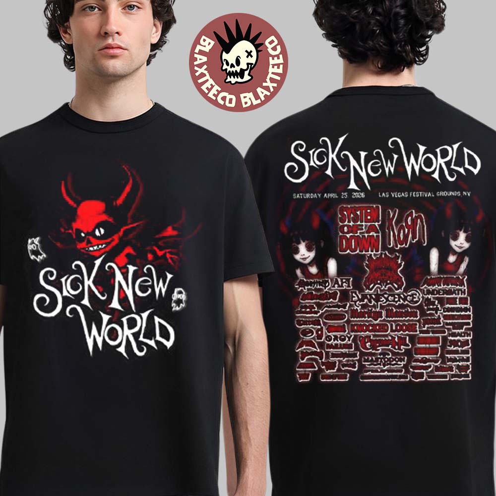 Sick New World 2026 Las Vegas Festival Merch On April 25 2026 Full Lineup Signature Red Devil T-Shirt - T-Shirt, Sweatshirt, Hoodie