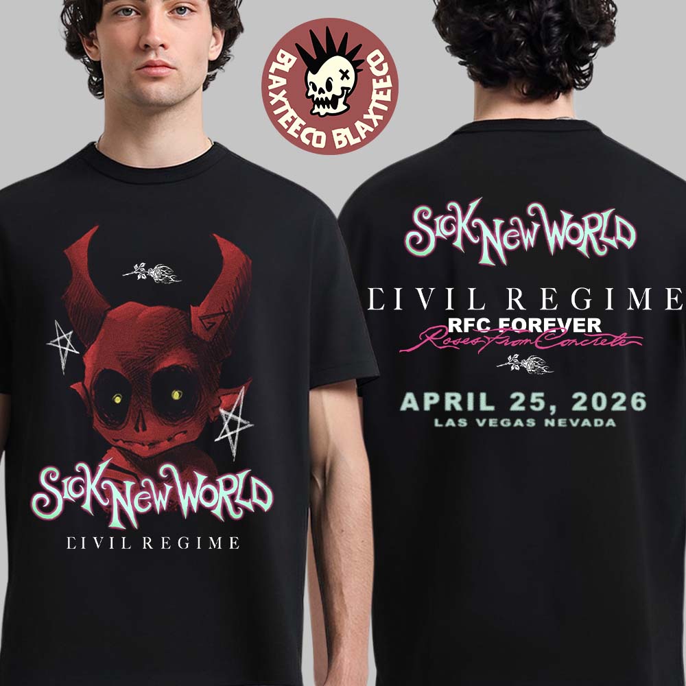 Sick New World 2026 Las Vegas Festival X Civil Regime Merch On April 25 2026 Little Red Devil Face T-Shirt - T-Shirt, Sweatshirt, Hoodie