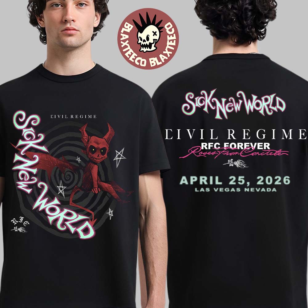 Sick New World 2026 Las Vegas Festival X Civil Regime Merch On April 25 2026 The Winged Red Devil Circle T-Shirt - T-Shirt, Sweatshirt, Hoodie