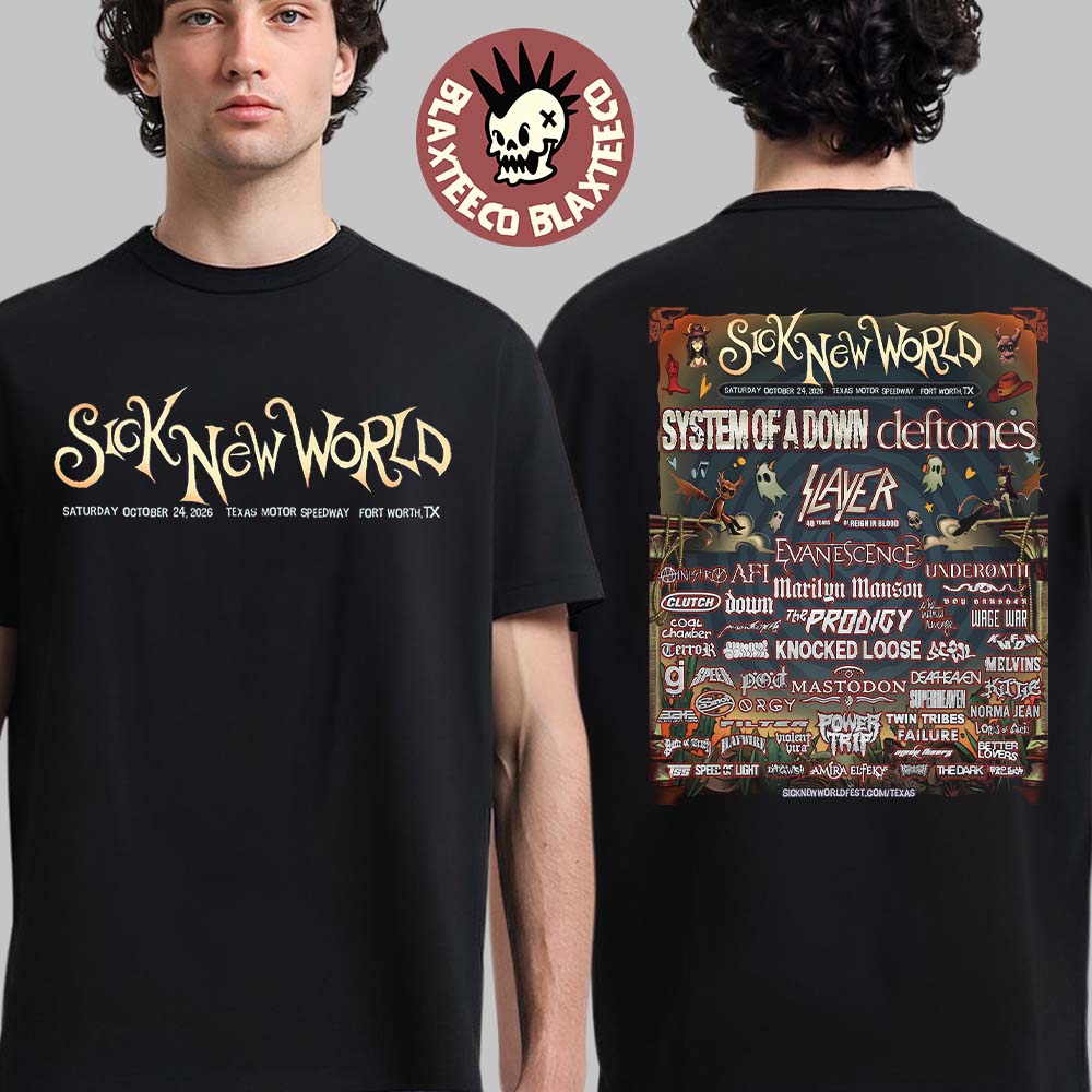 Sick New World Festival 2026 Lineup In Fort Worth Texas At Texas Motor Speedway On October 24 2026 Two Sided T-Shirt - T-Shirt, Sweatshirt, Hoodie