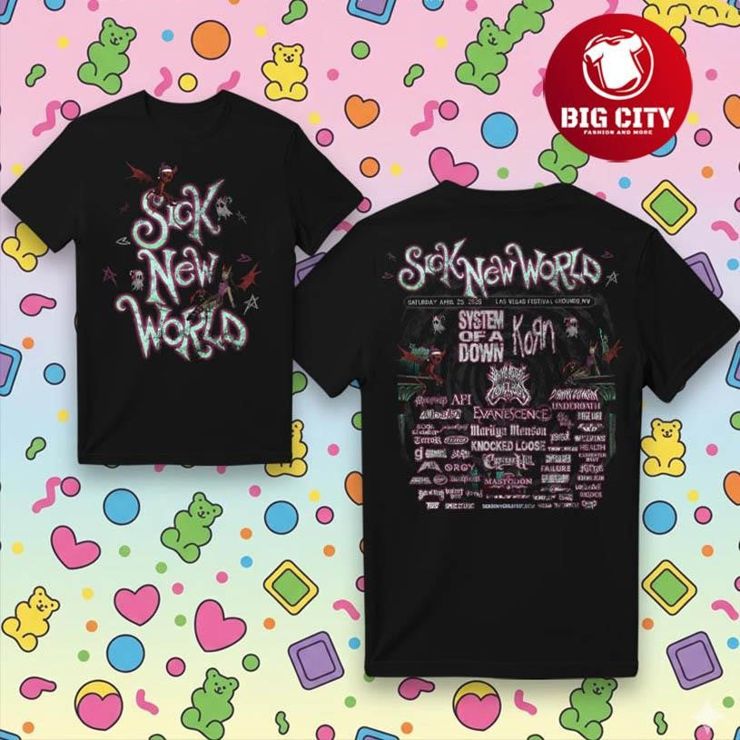 Sick New World Las Vegas 2026 Two Sided Shirt Unisex T-shirt, Sweatshirt, Hoodie, Long Sleeve Tee - T-Shirt, Sweatshirt, Hoodie