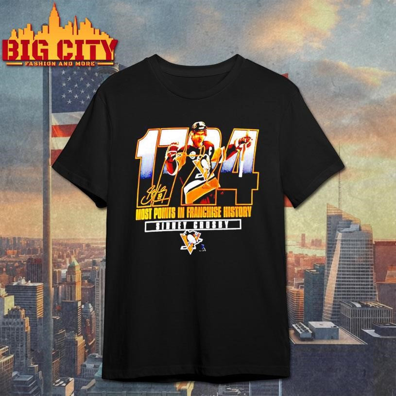 Sidney Crosby Pittsburgh Penguins Most Points in Franchise History Signature Shirt Unisex T-shirt, Sweatshirt, Hoodie, Long Sleeve Tee - T-Shirt, Sweatshirt, Hoodie