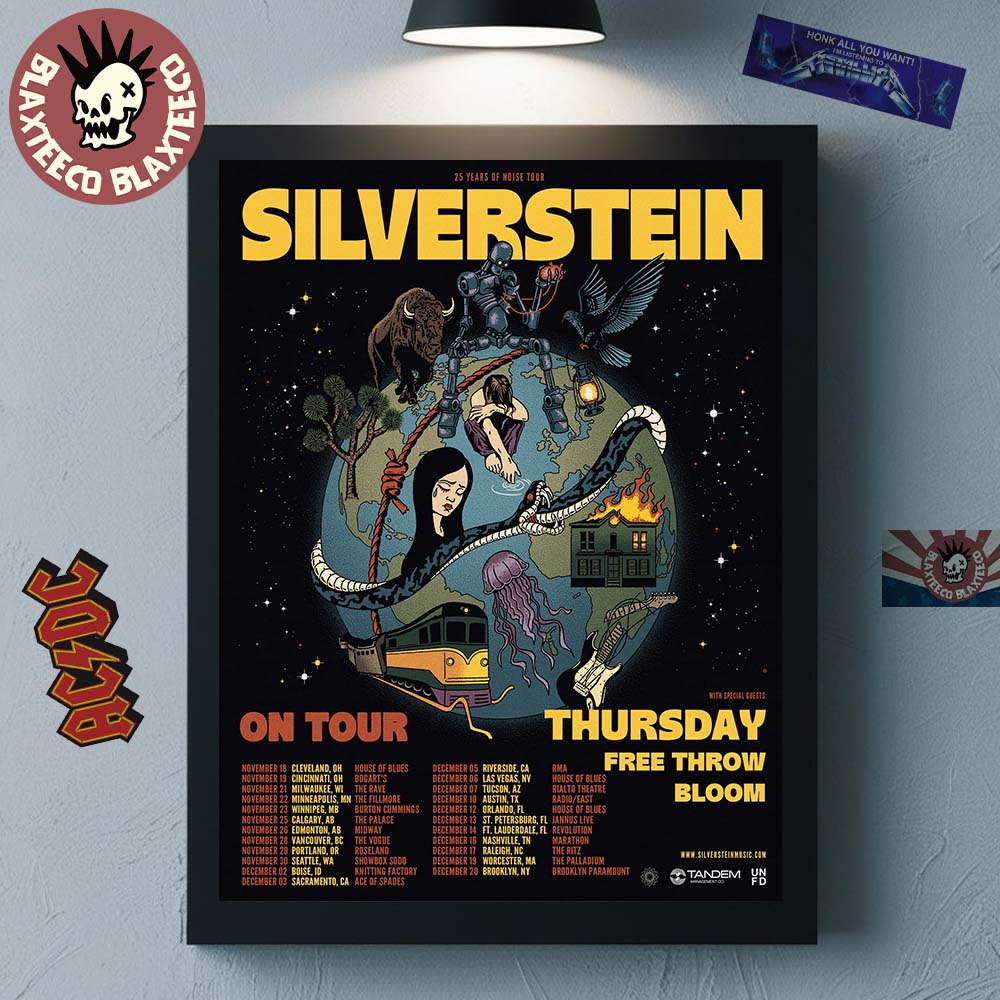 Silverstein 25 Years Of Noise Tour North American 2025 The Last Change City Dates Home Decor Poster Canvas - T-Shirt, Sweatshirt, Hoodie