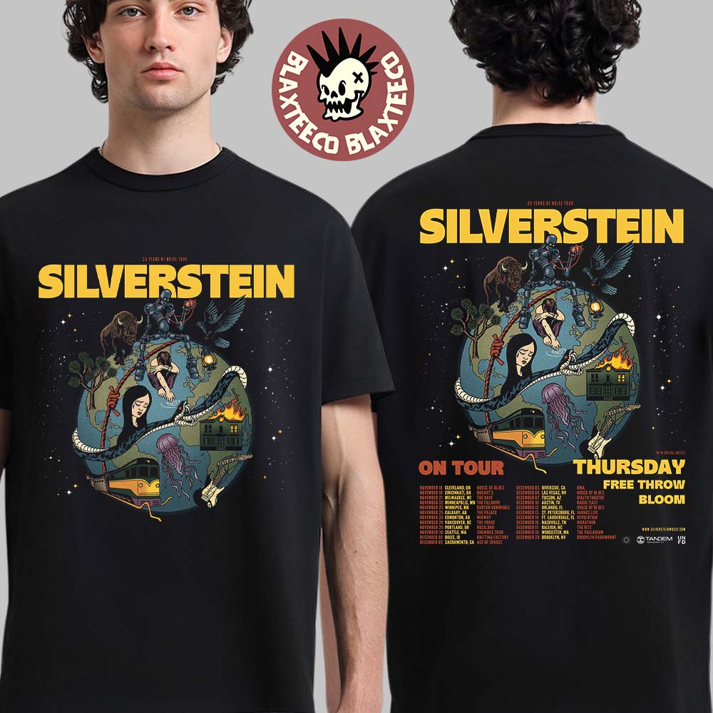 Silverstein 25 Years Of Noise Tour North American 2025 The Last Change City Dates Two Sided T-Shirt - T-Shirt, Sweatshirt, Hoodie