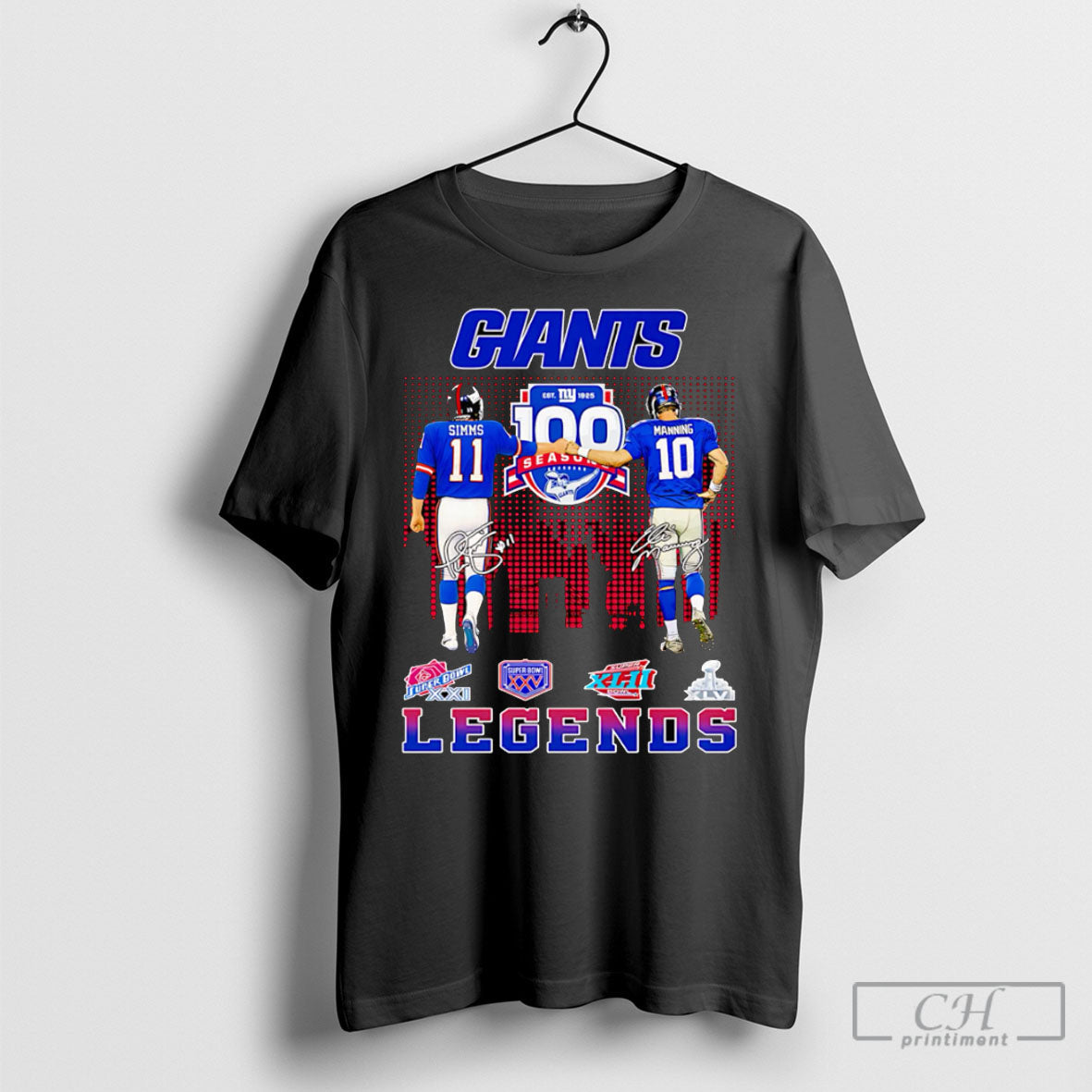 Simms And Manning Giants Legends Signature Unisex T-shirt, Sweatshirt, Hoodie, Long Sleeve Tee - T-Shirt, Sweatshirt, Hoodie