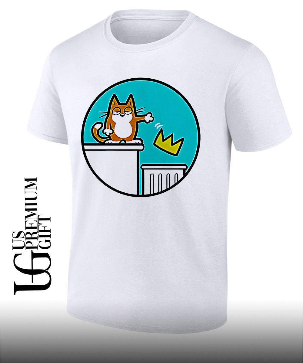 Simons cat throw away the crown no kings shirt Unisex T-shirt, Sweatshirt, Hoodie, Long Sleeve Tee - T-Shirt, Sweatshirt, Hoodie